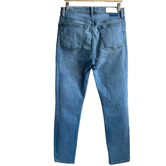 Redone 90’s High Rise Ankle Crop Button Fly Blue Denim Jeans 29 - Picture 3 of 17